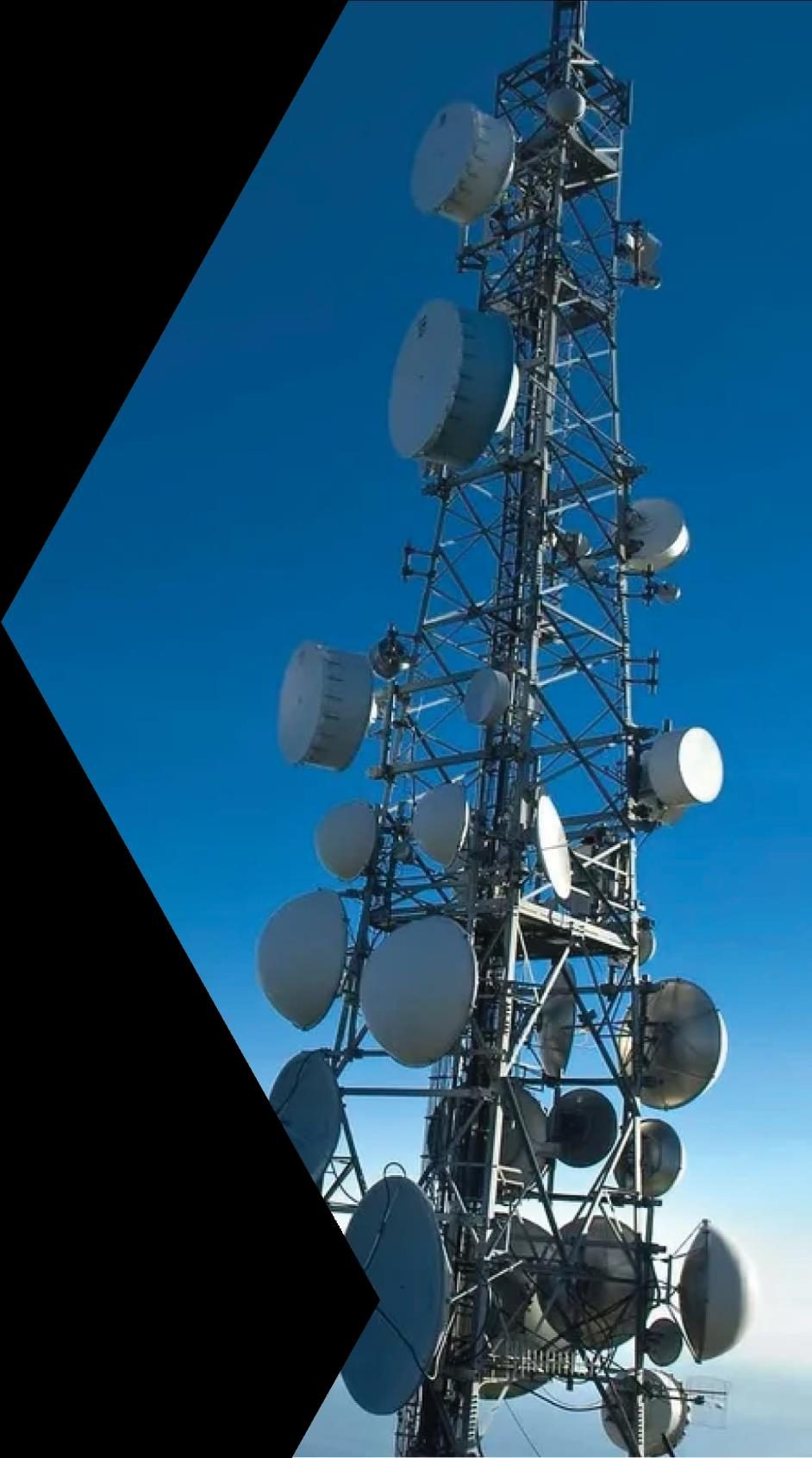Telecommunication tower carrying microwave and satellite antennas